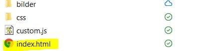 index.html Datei finden und definieren für HTML