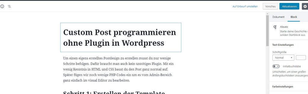 Wordpress Visual Editor Post bearbeiten und veröffentlichen Tutorial